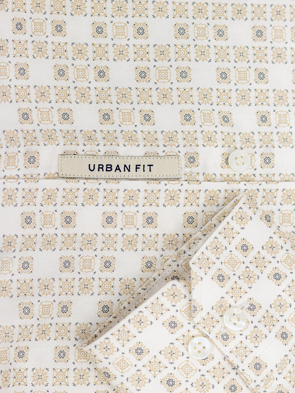 Abstract Mosiac-Beige Vanilla Printed Shirt