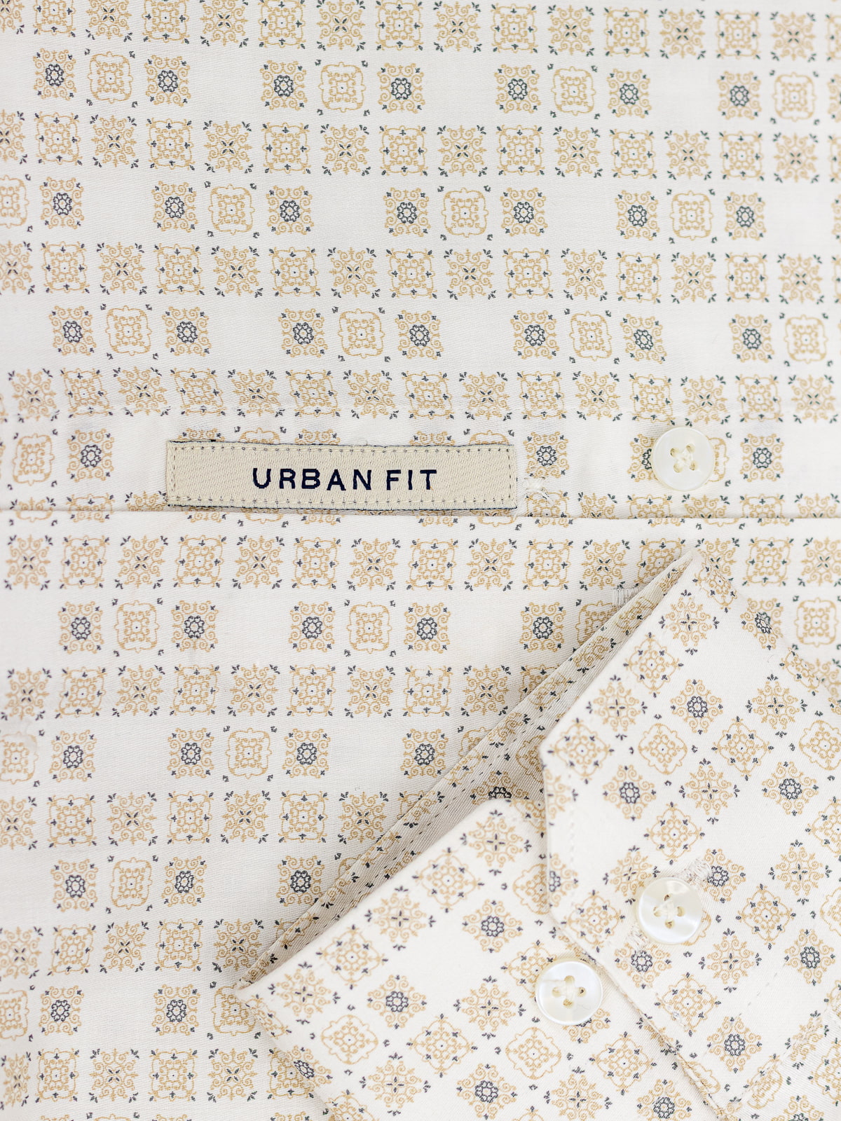 Abstract Mosiac-Beige Vanilla Printed Shirt
