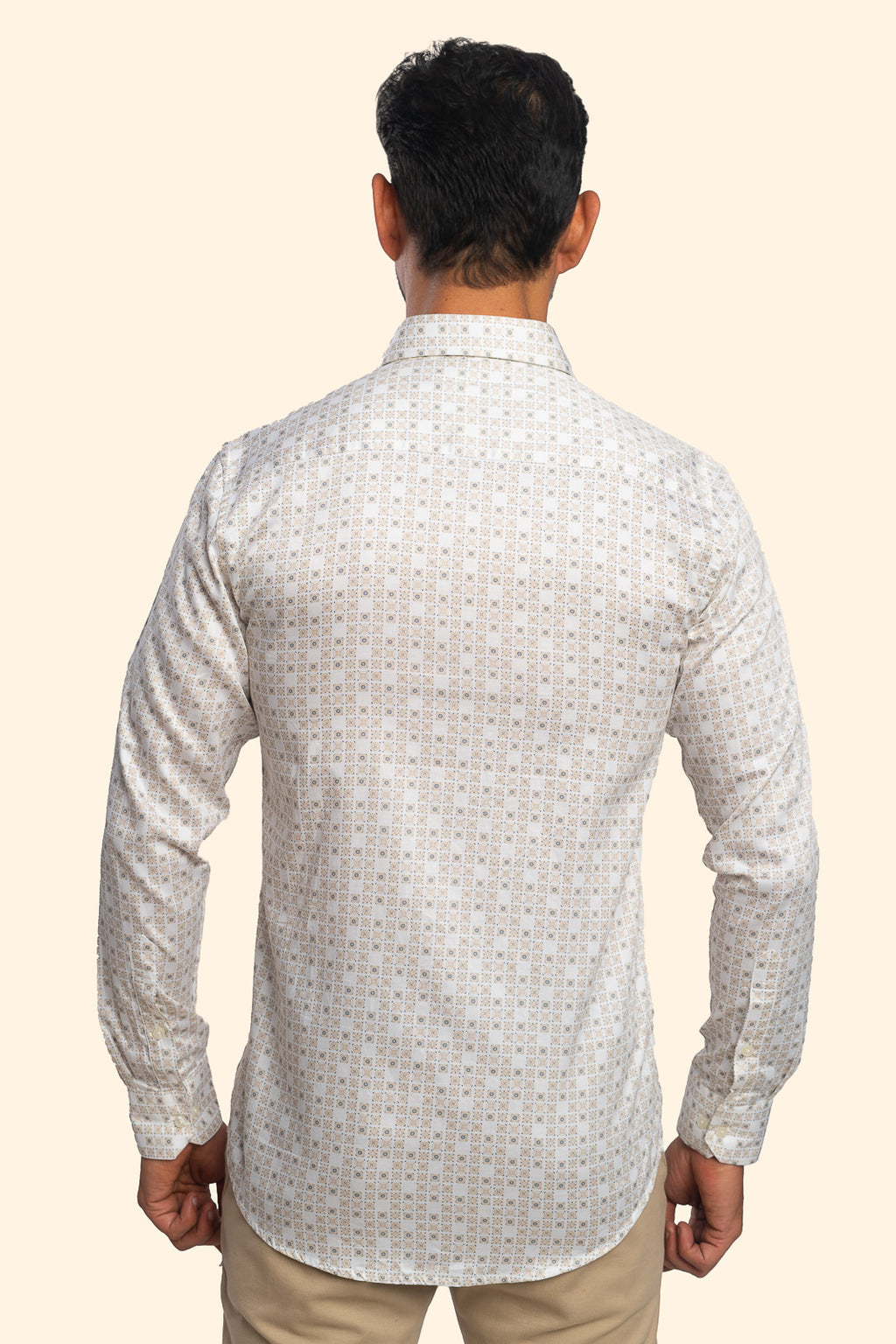 Abstract Mosiac-Beige Vanilla Printed Shirt