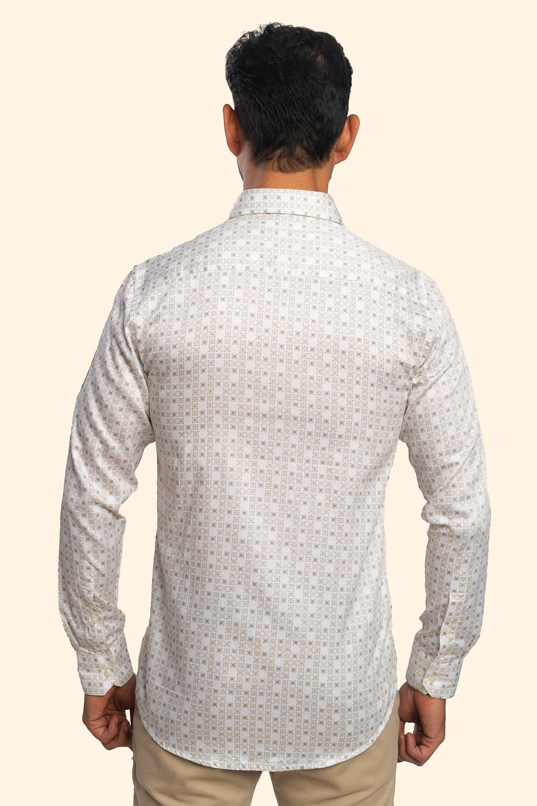 Abstract Mosiac-Beige Vanilla Printed Shirt