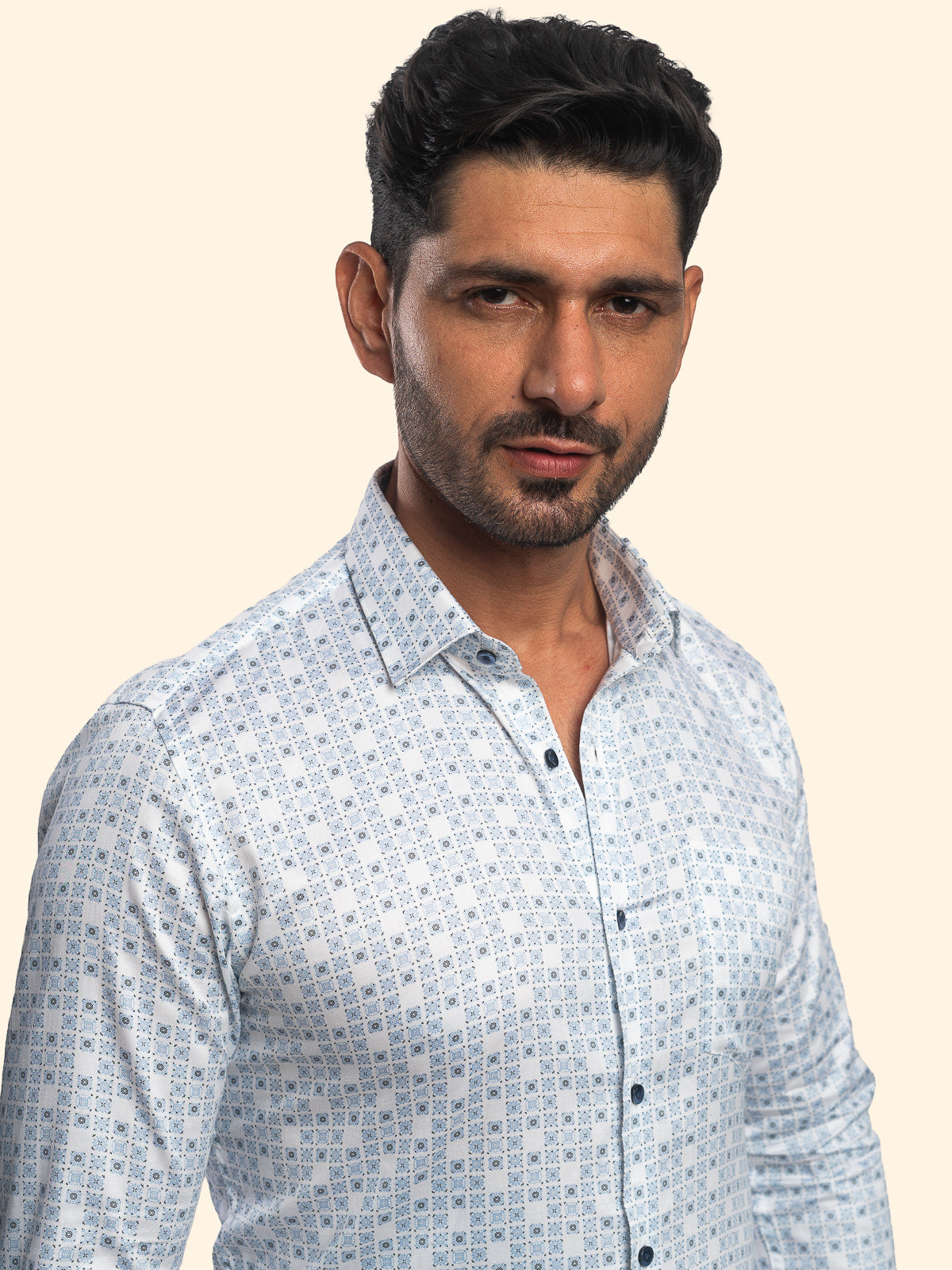 Abstract Mosiac-Blue Vanilla Printed Shirt