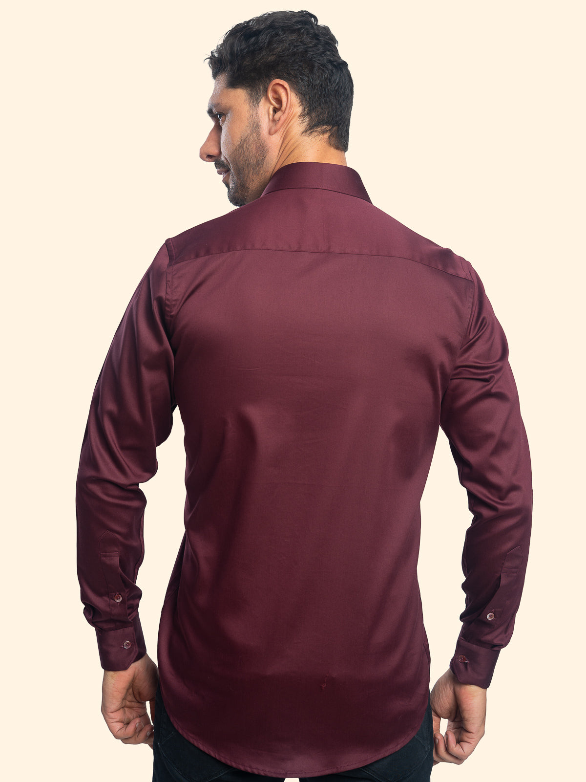 Wine Maroon Lycra Plain Shirt