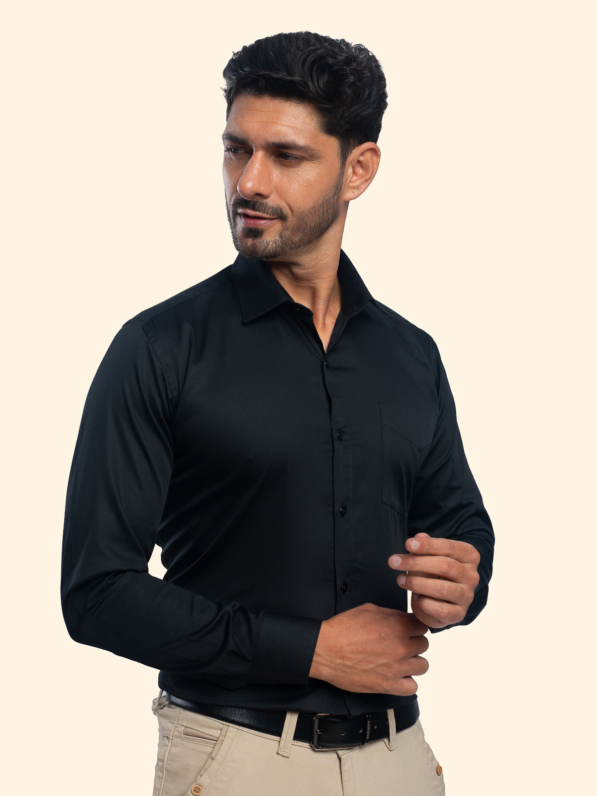 Coal Black Lycra Plain Shirt