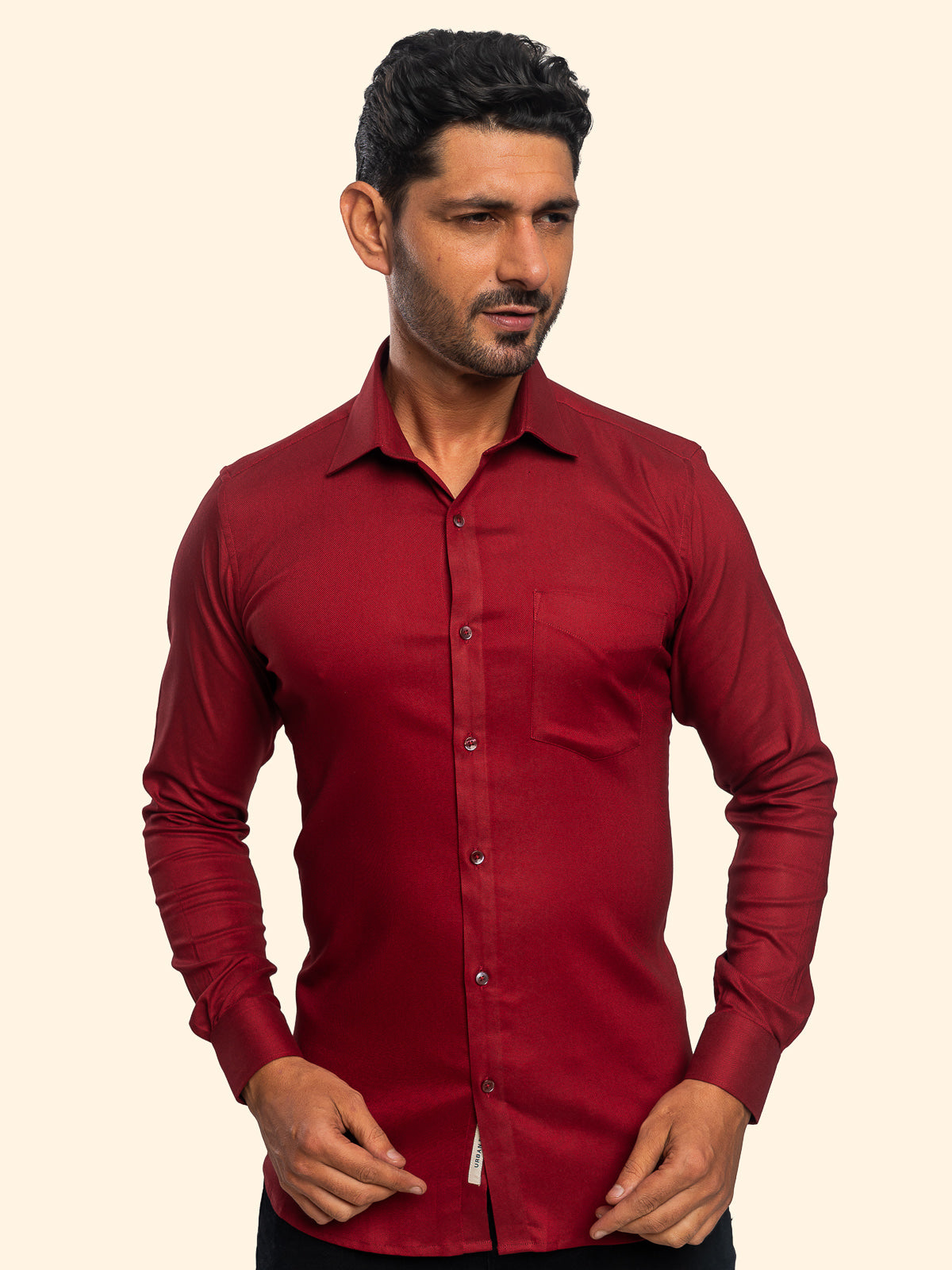 Grainline Crimson Red Plain Shirt