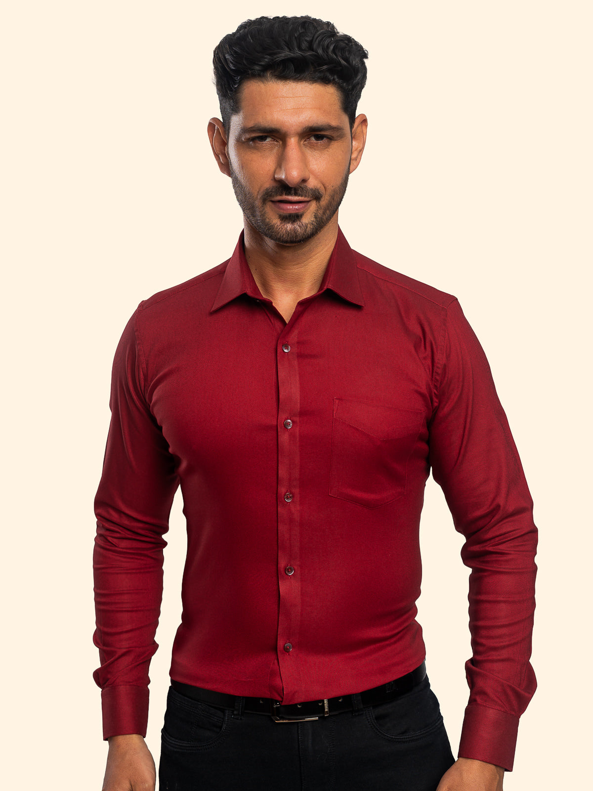 Grainline Crimson Red Plain Shirt