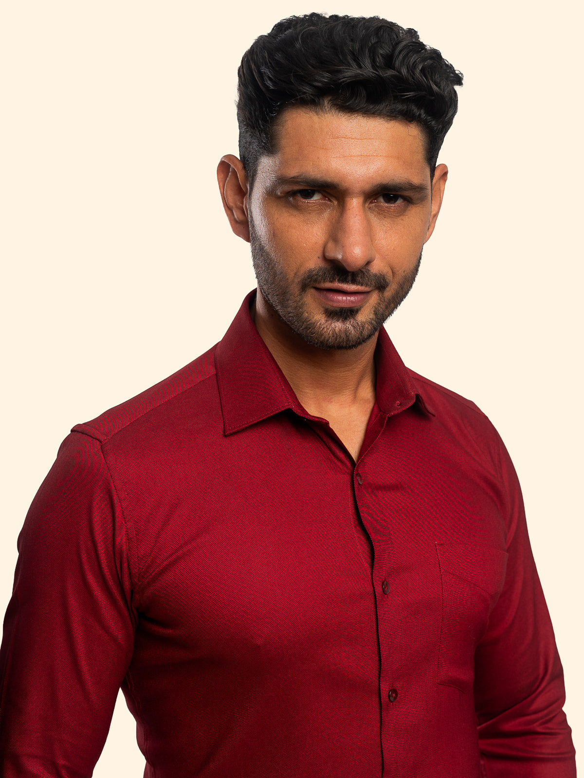 Grainline Crimson Red Plain Shirt