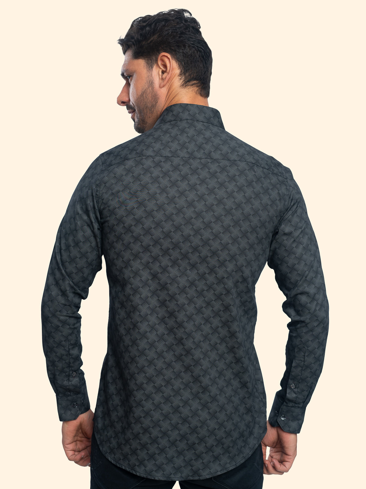 Diamond Mesh Black Printed Shirt