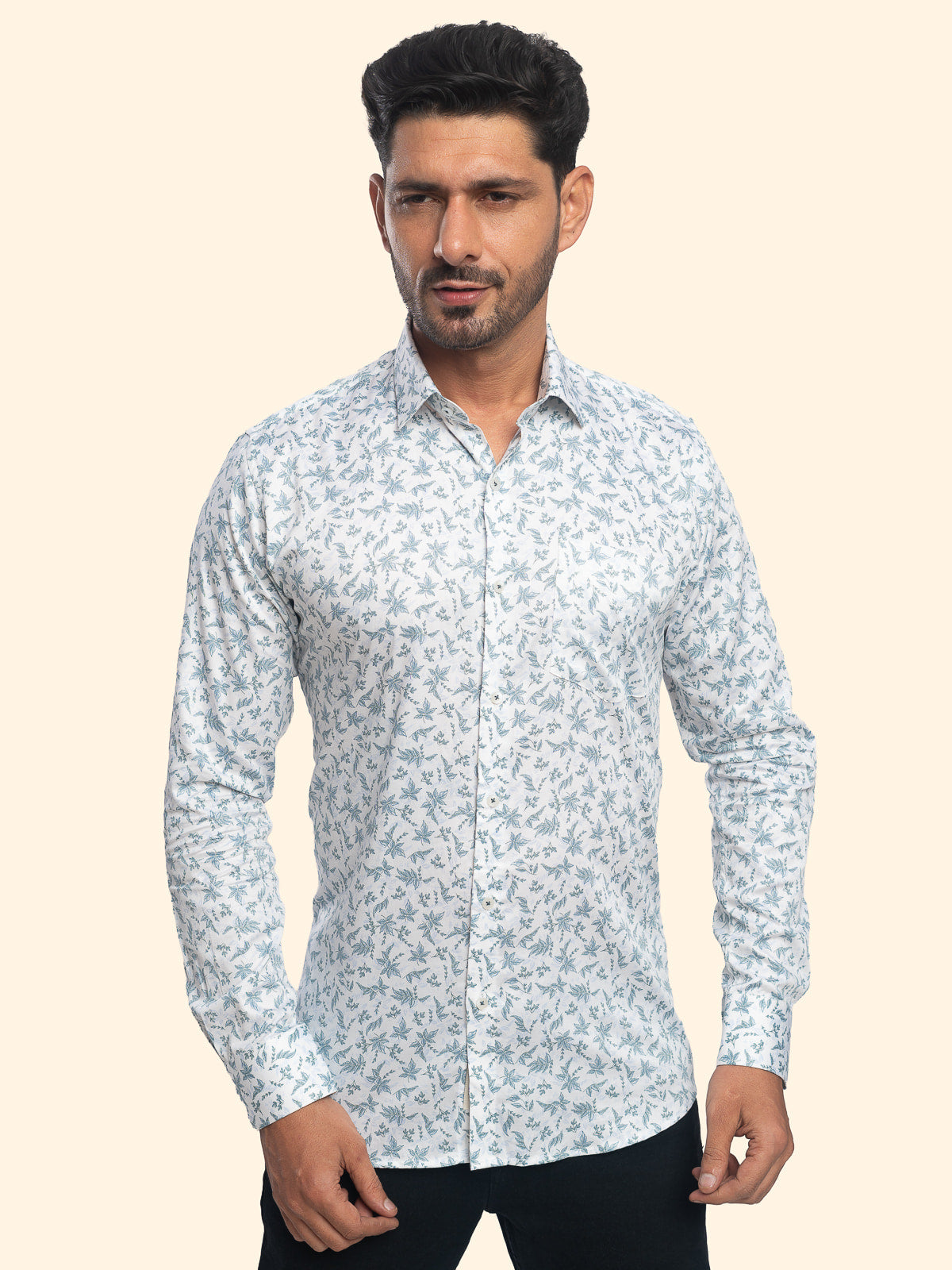 Floral-Teal Vanilla Printed Shirt