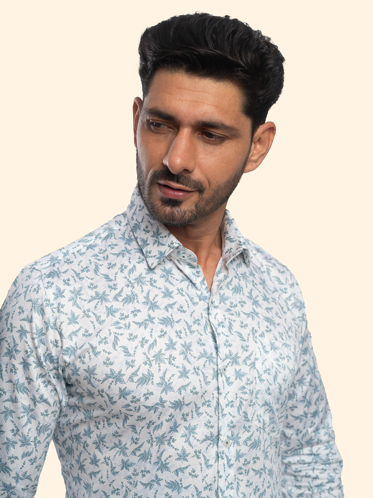 Floral-Teal Vanilla Printed Shirt
