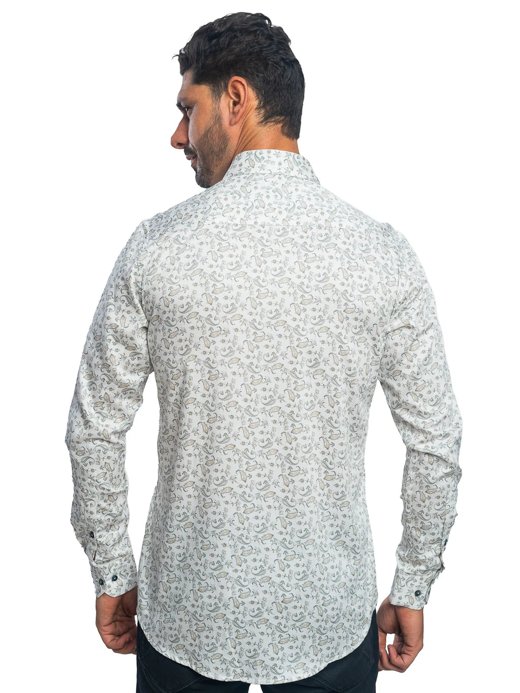 Floral Print Shirt in Green & White