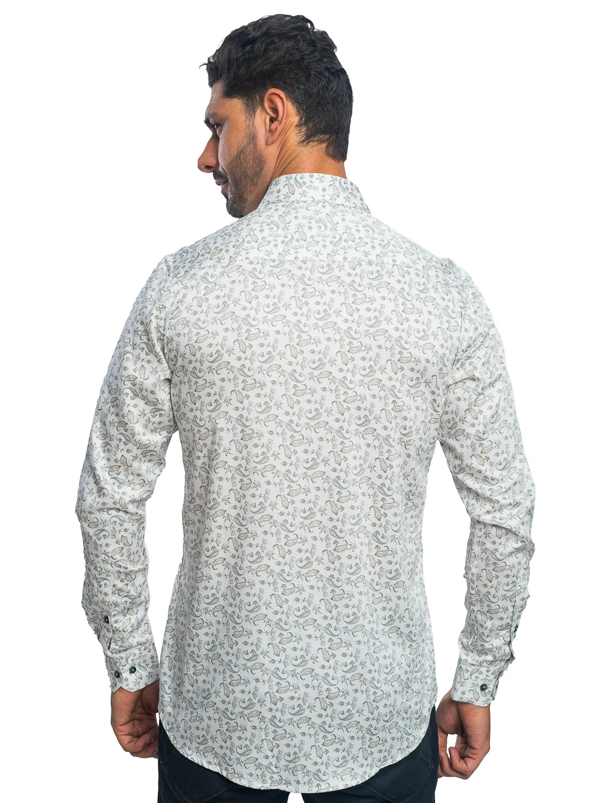 Floral Print Shirt in Green & White