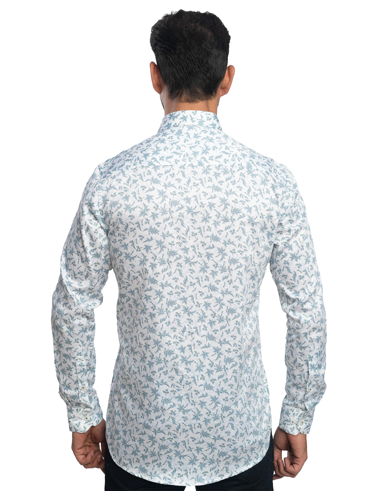 Floral Print Shirt in Teal & White