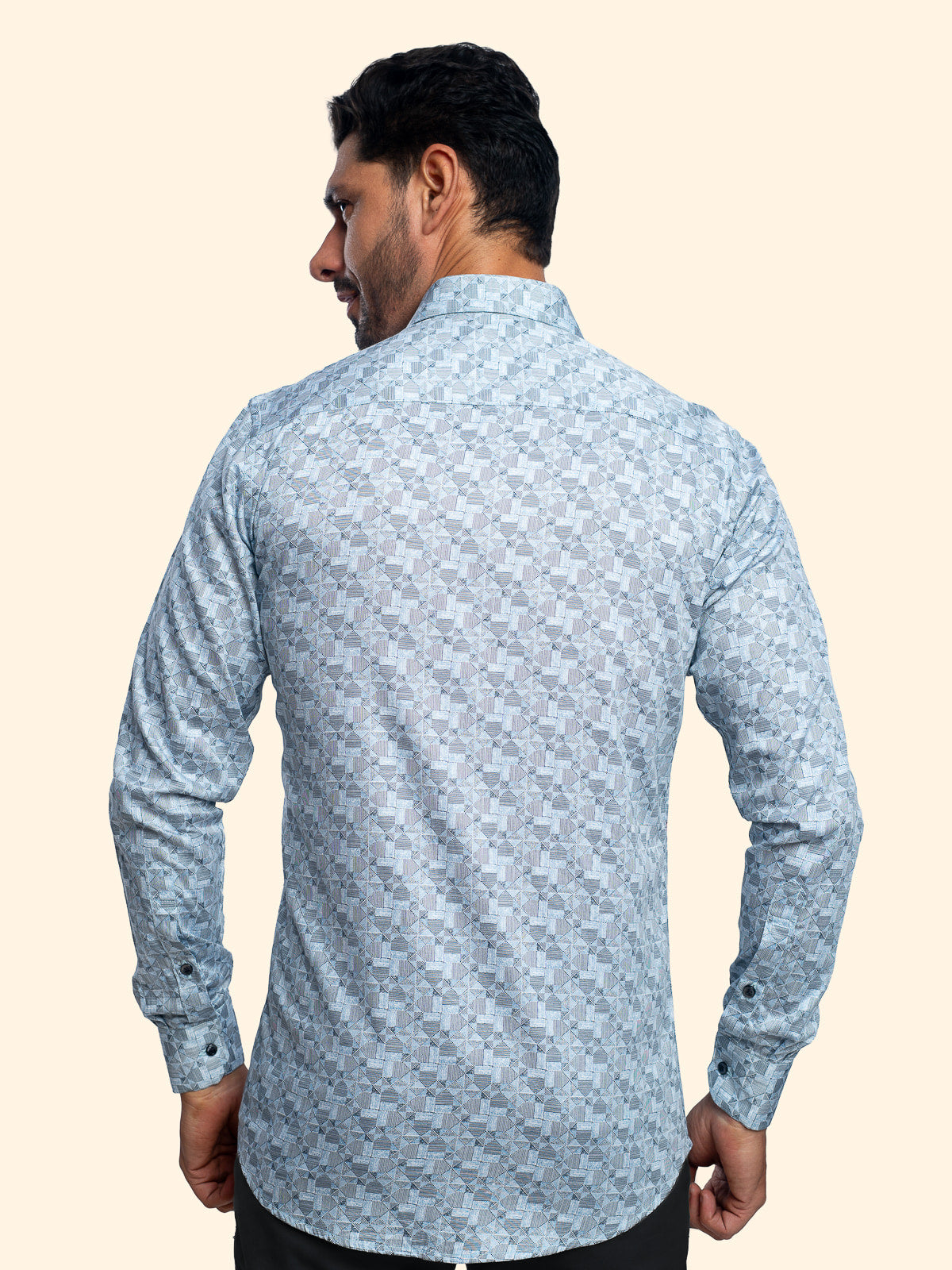Geometry Dusted Blue Printed Shirt