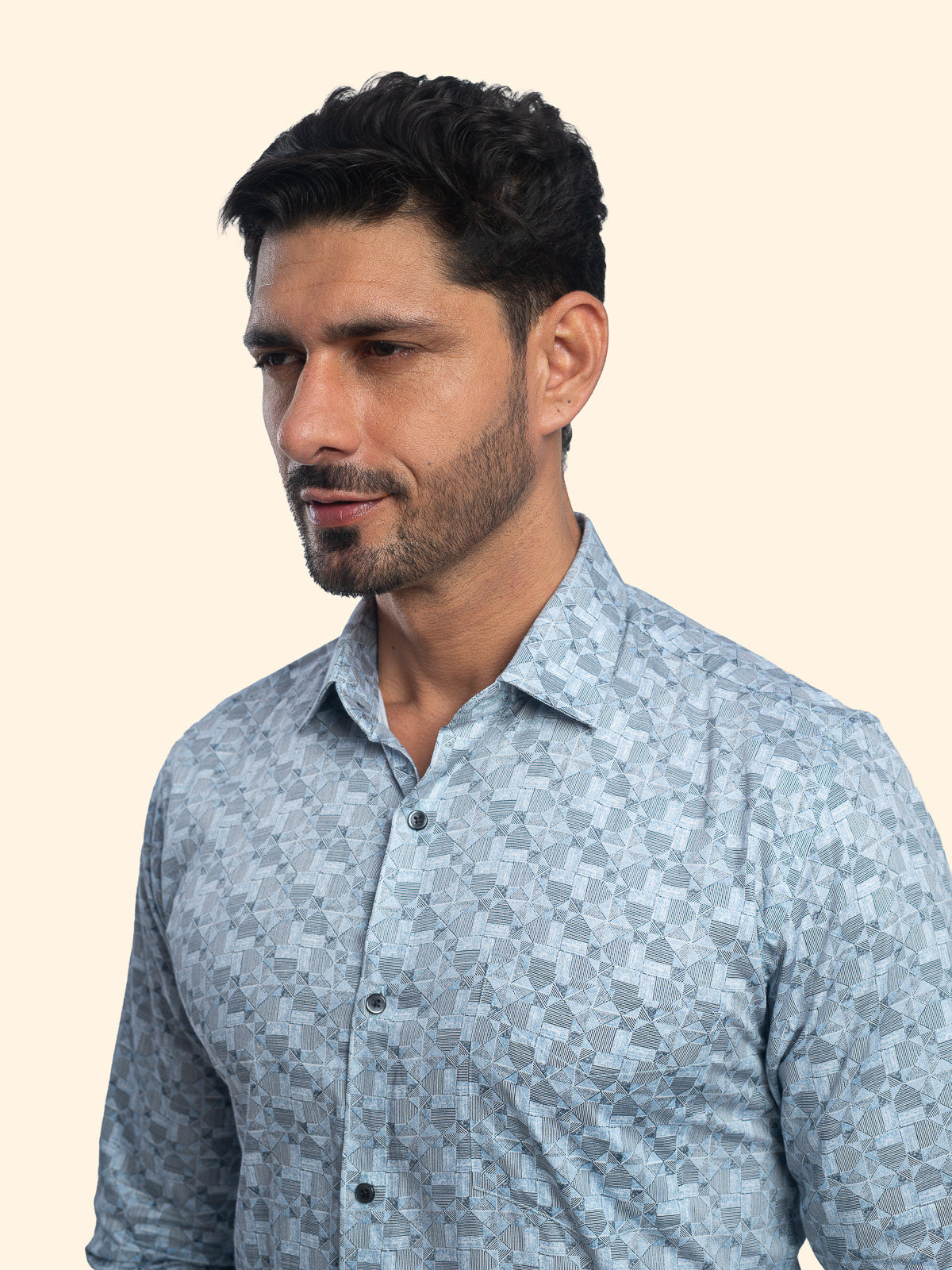 Geometry Dusted Blue Printed Shirt