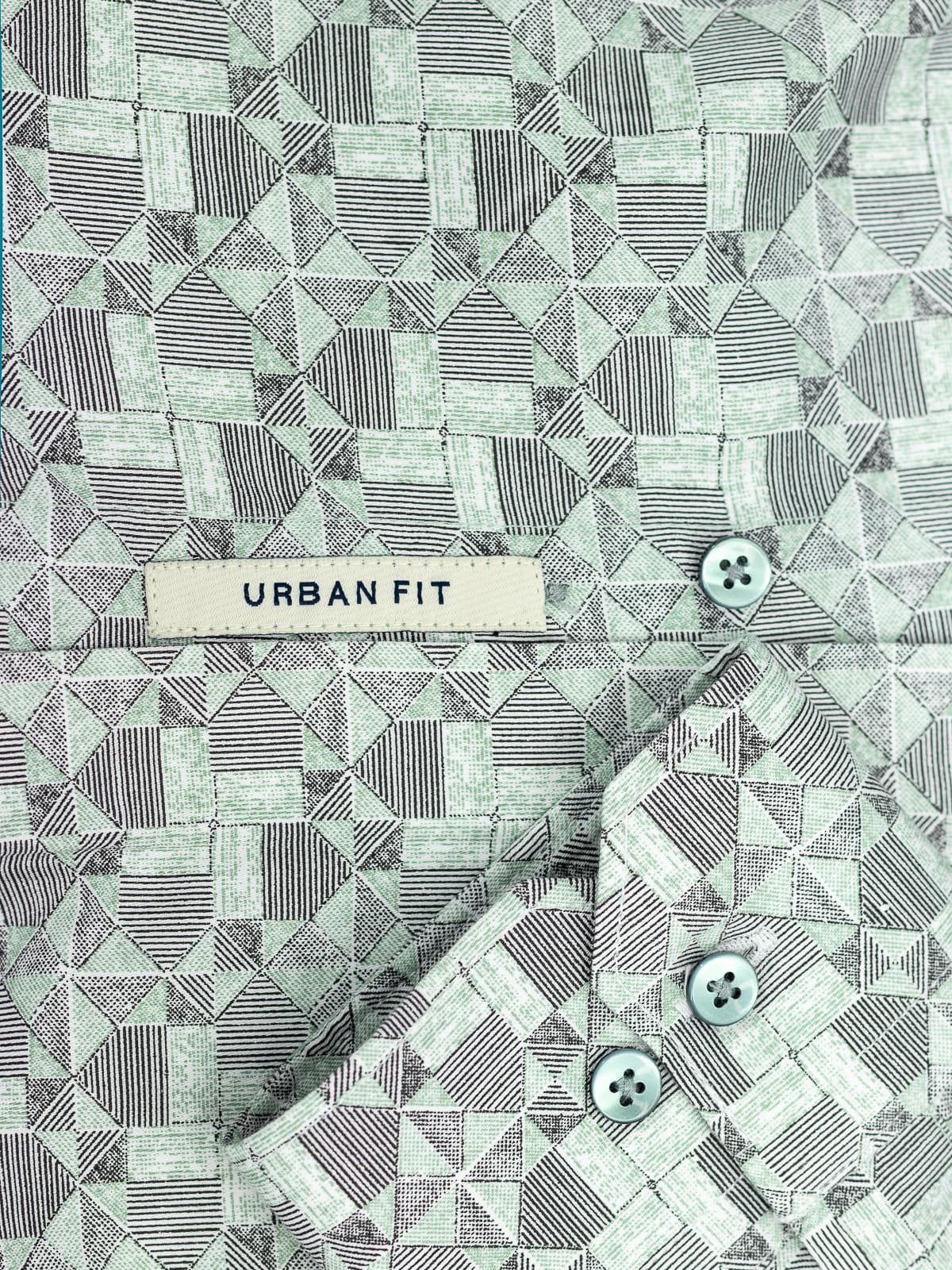 Geometry Dusted Green Printed Shirt