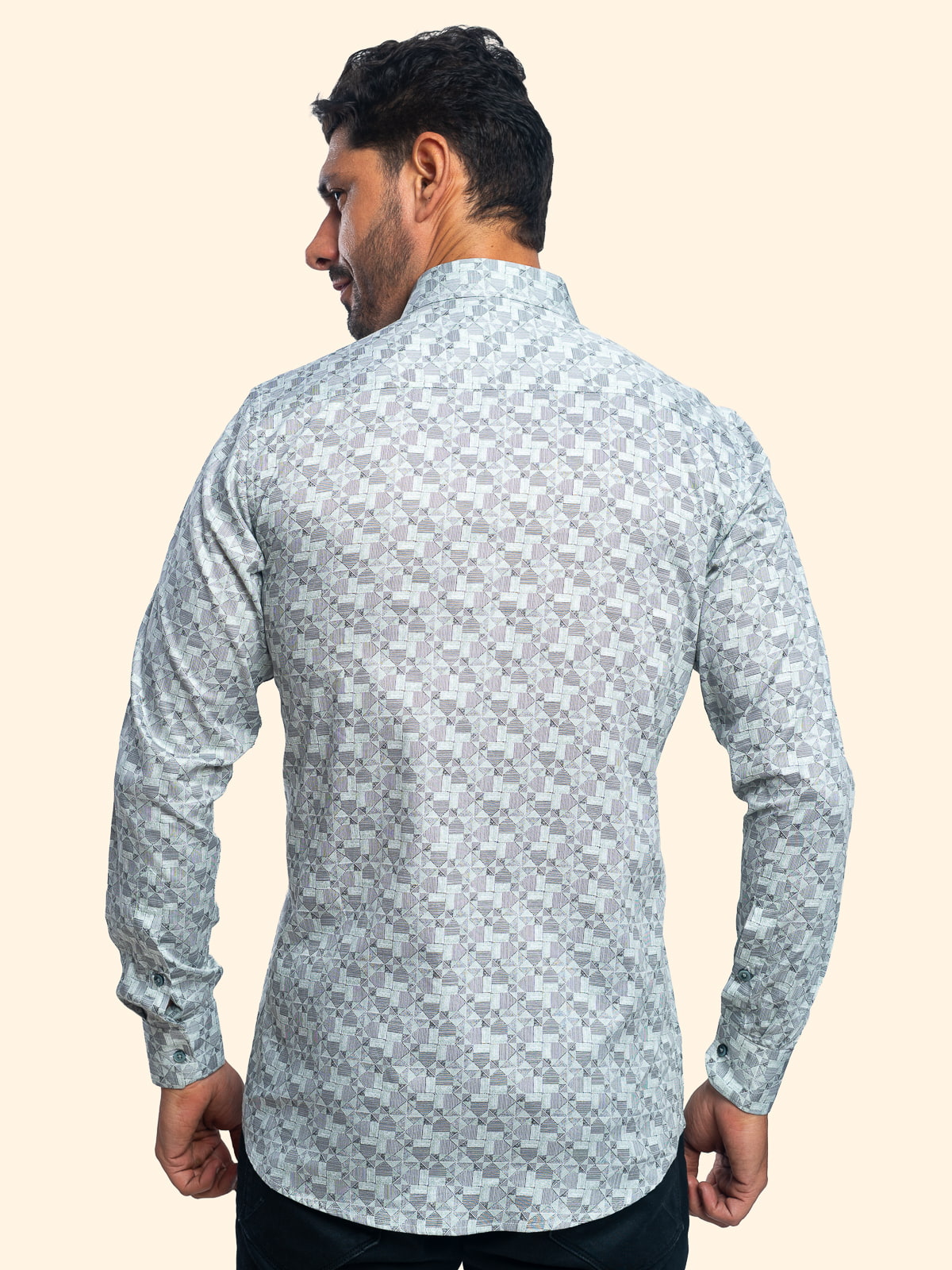 Geometry Dusted Green Printed Shirt