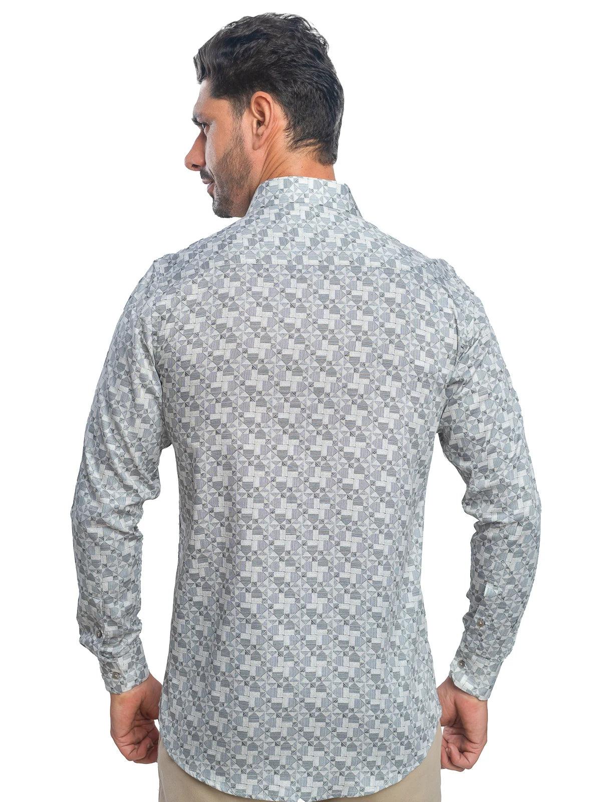 Geometric Print Shirt in Beige