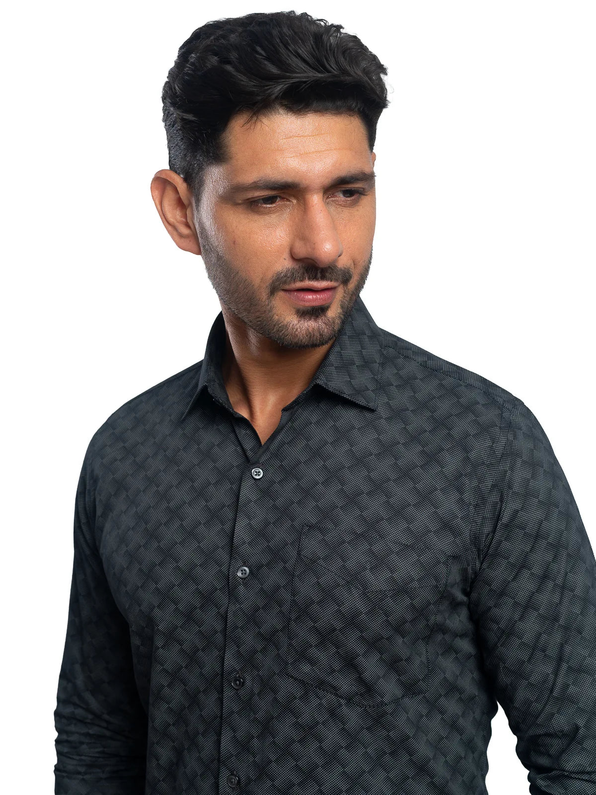 Geometric Print Shirt in Black