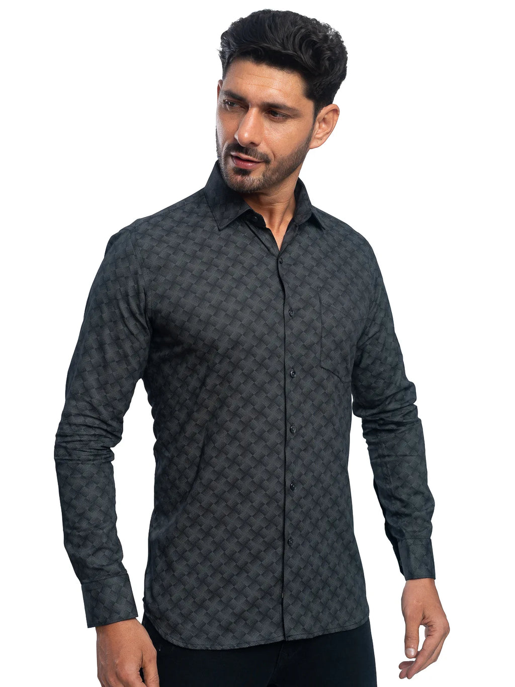 Geometric Print Shirt in Black