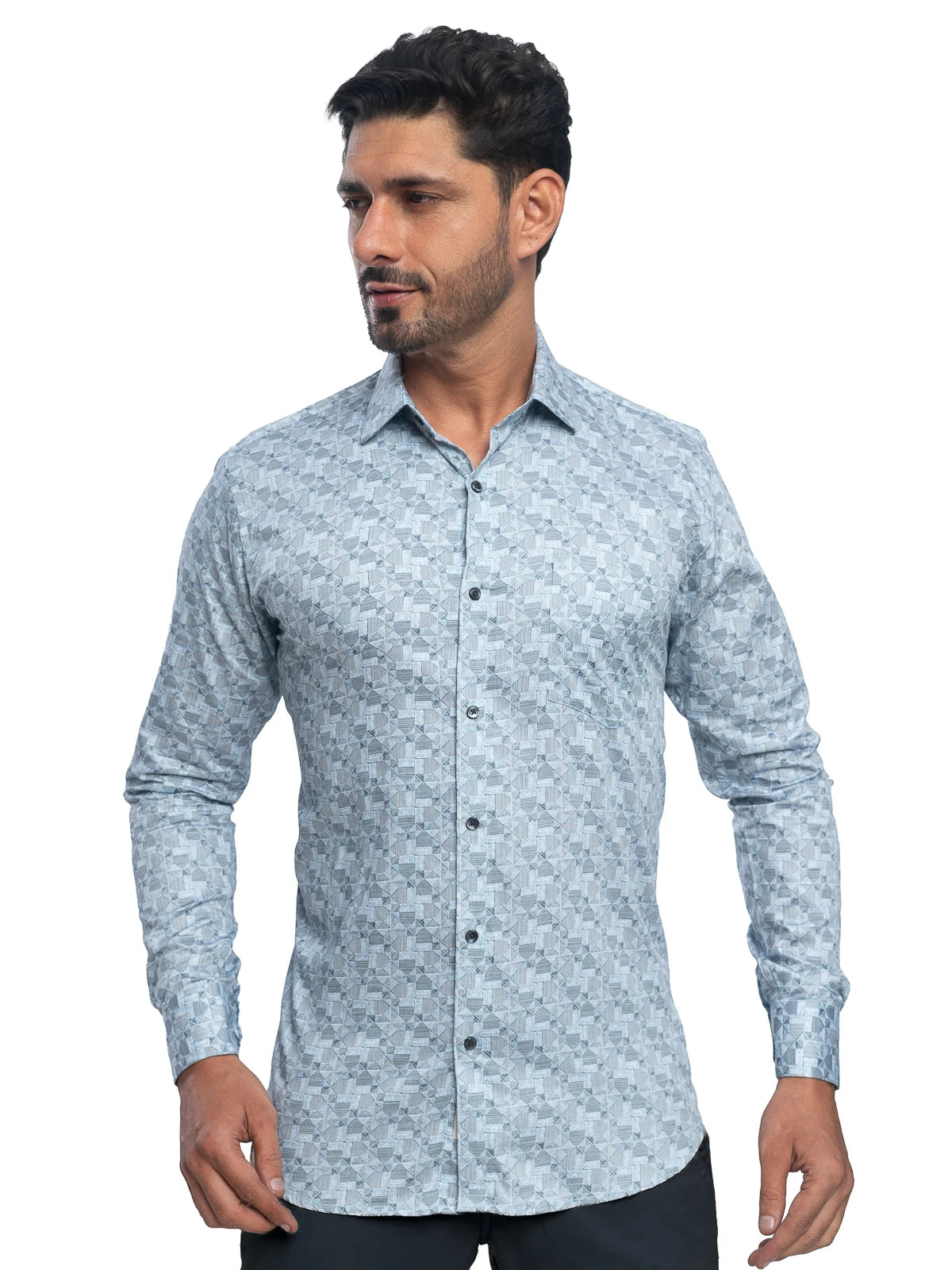 Geometric Print Shirt in Blue