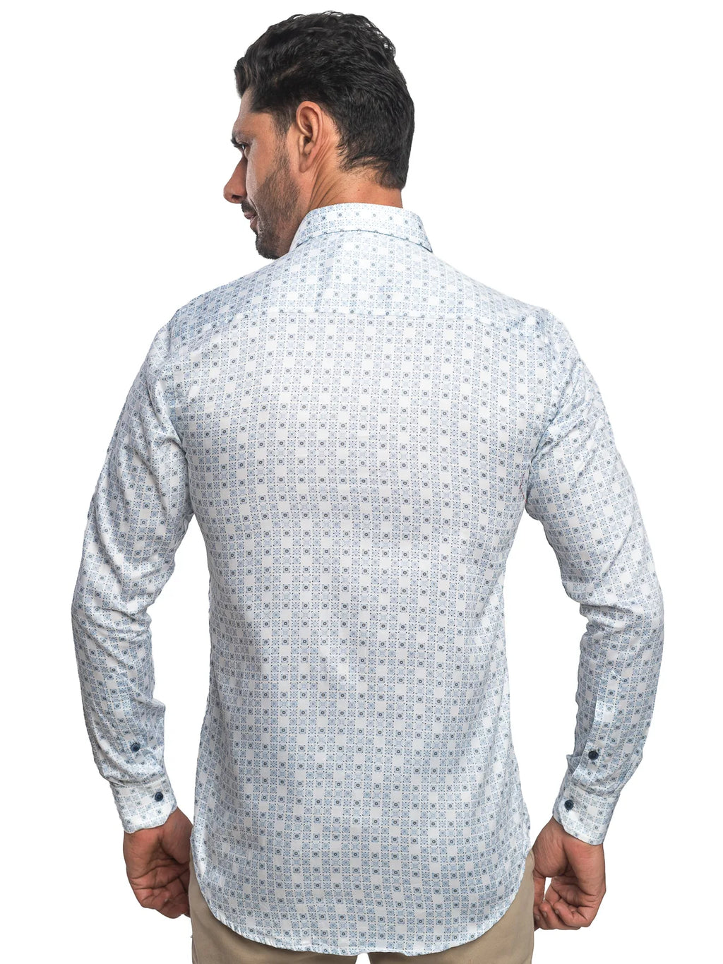 Geometric Print Shirt in Blue & White