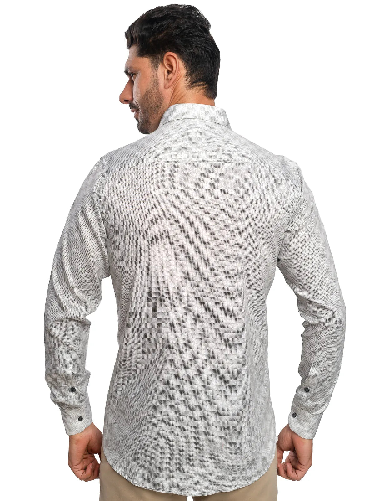 Geometric Print Shirt in Dusty Beige