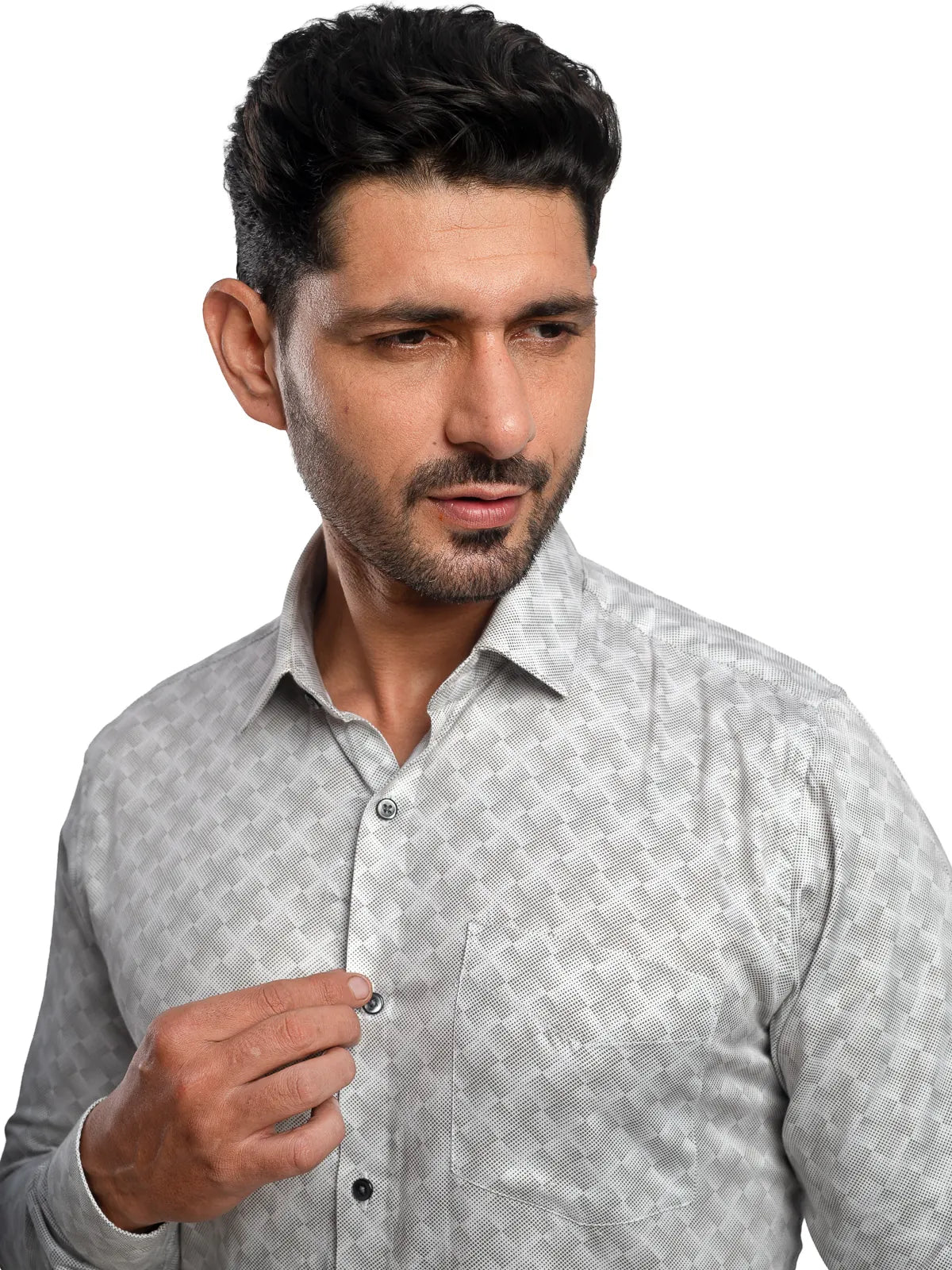 Geometric Print Shirt in Dusty Beige
