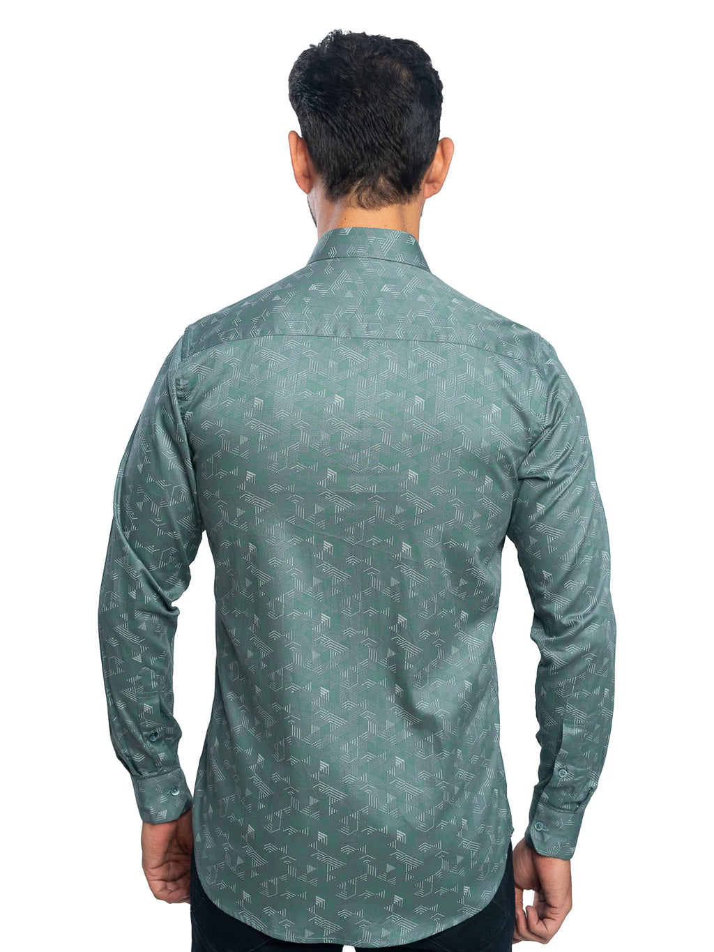 Geometric Print Shirt in Forest Green