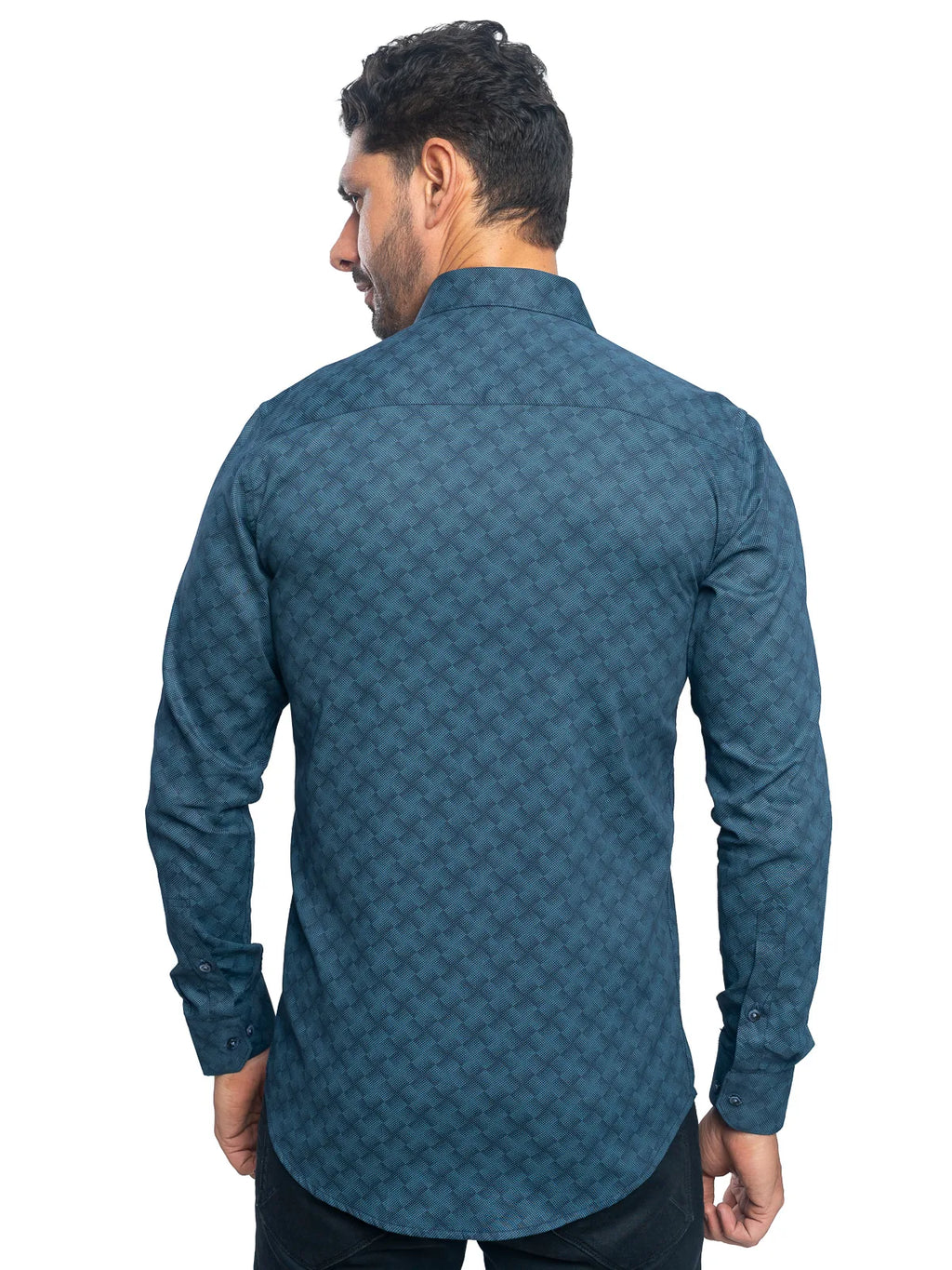 Geometric Print Shirt in Ocean Blue