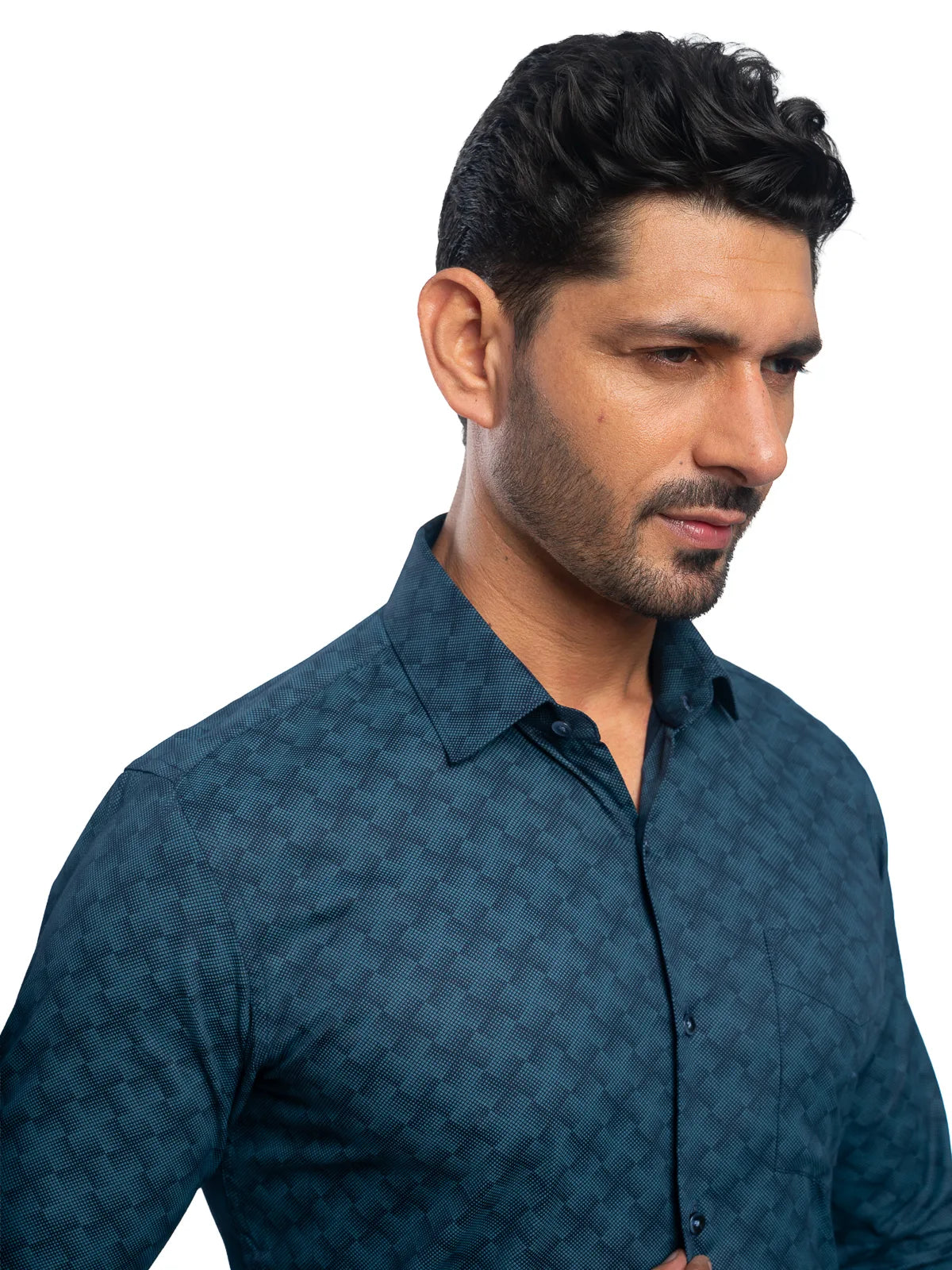 Geometric Print Shirt in Ocean Blue