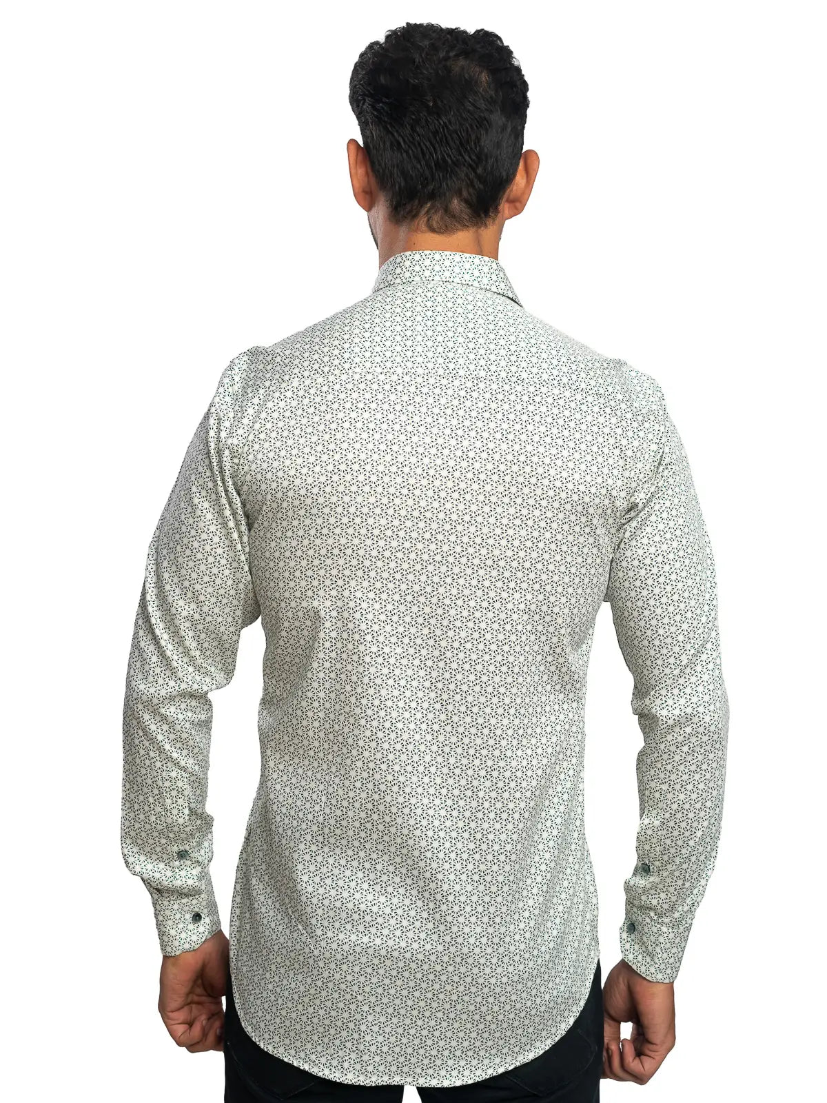 Geometric Print Shirt in Sage & White