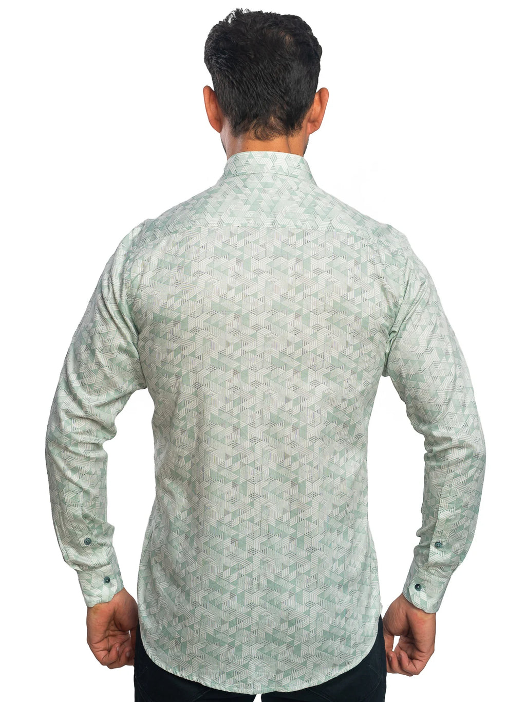 Geometric Print Shirt in Teal & White