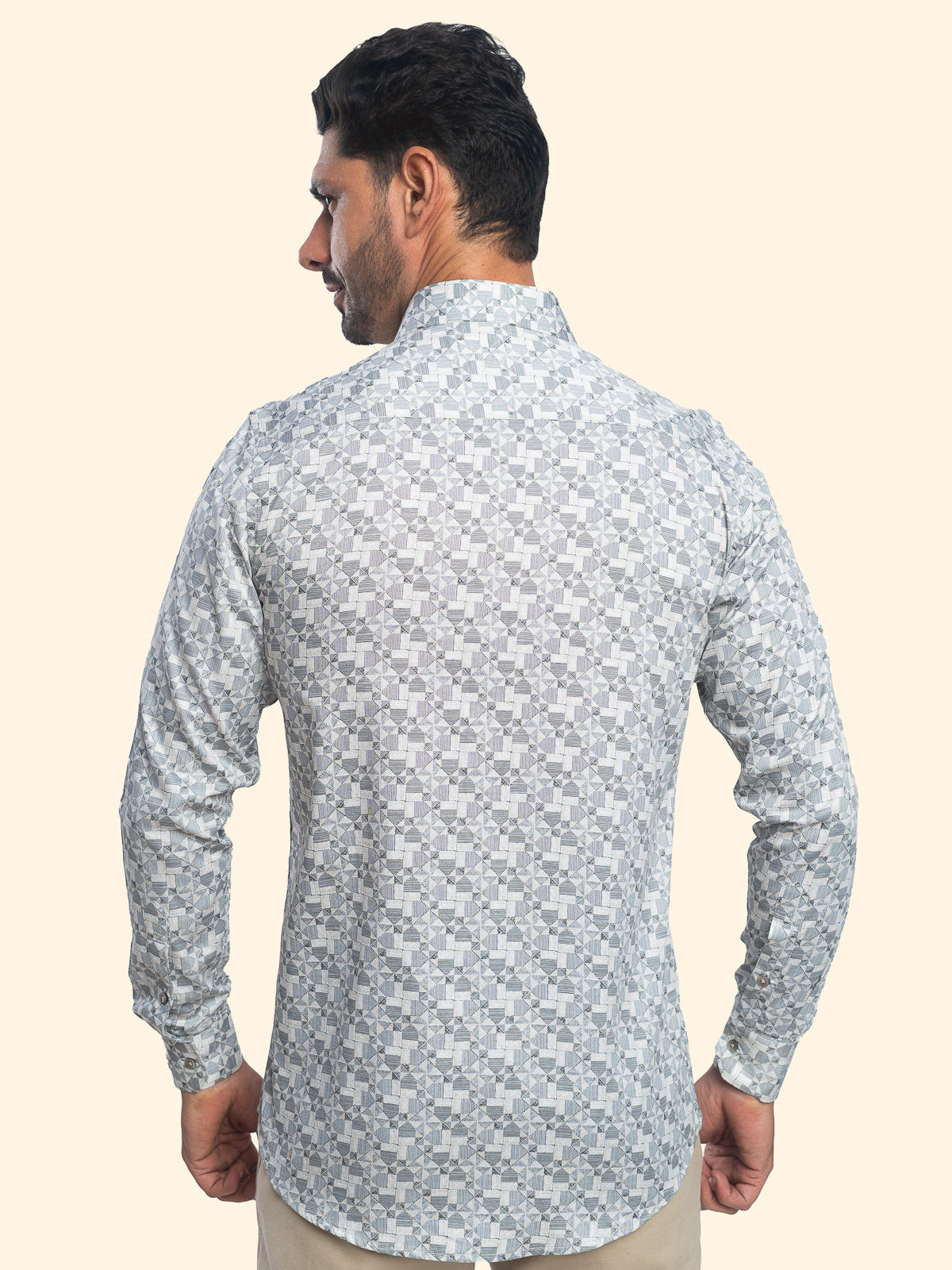 Geometry Dusted Beige Printed Shirt
