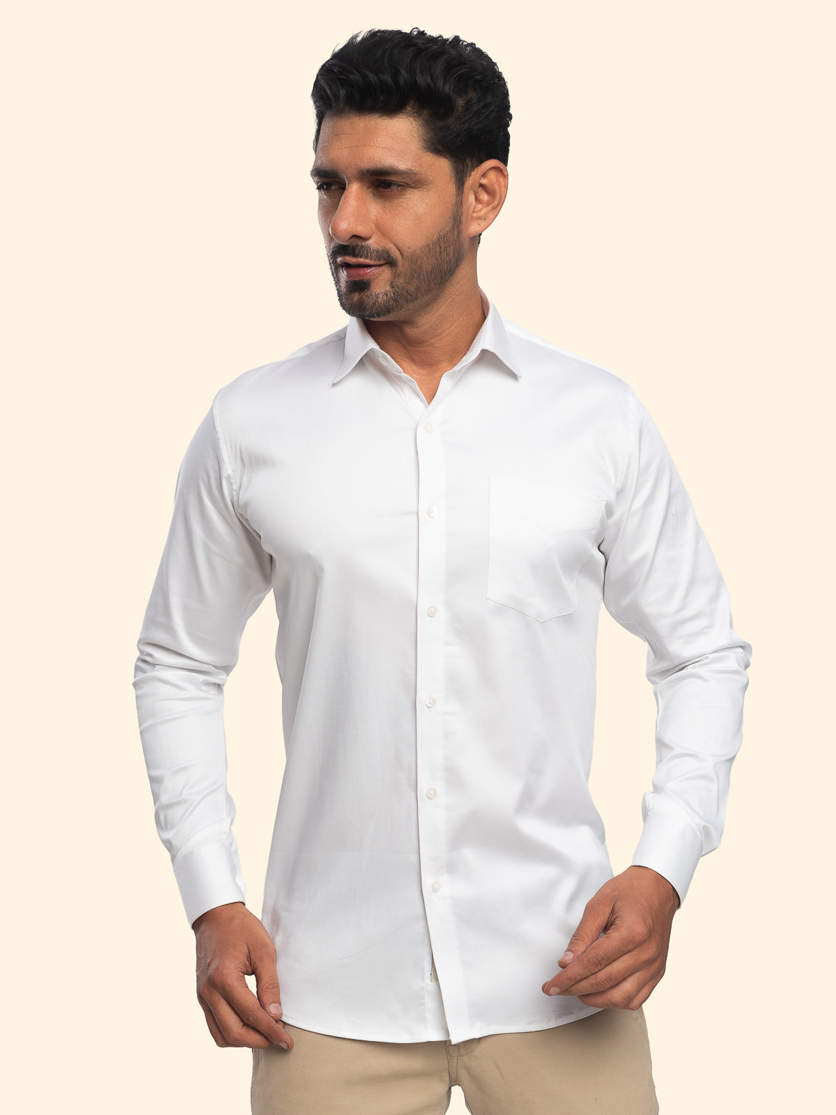 Lunar White Lycra Plain Shirt