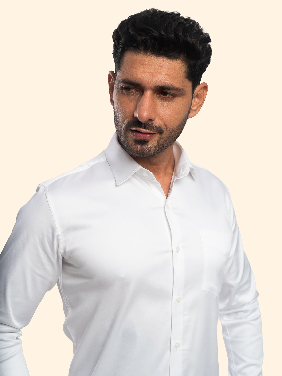 Lunar White Lycra Plain Shirt