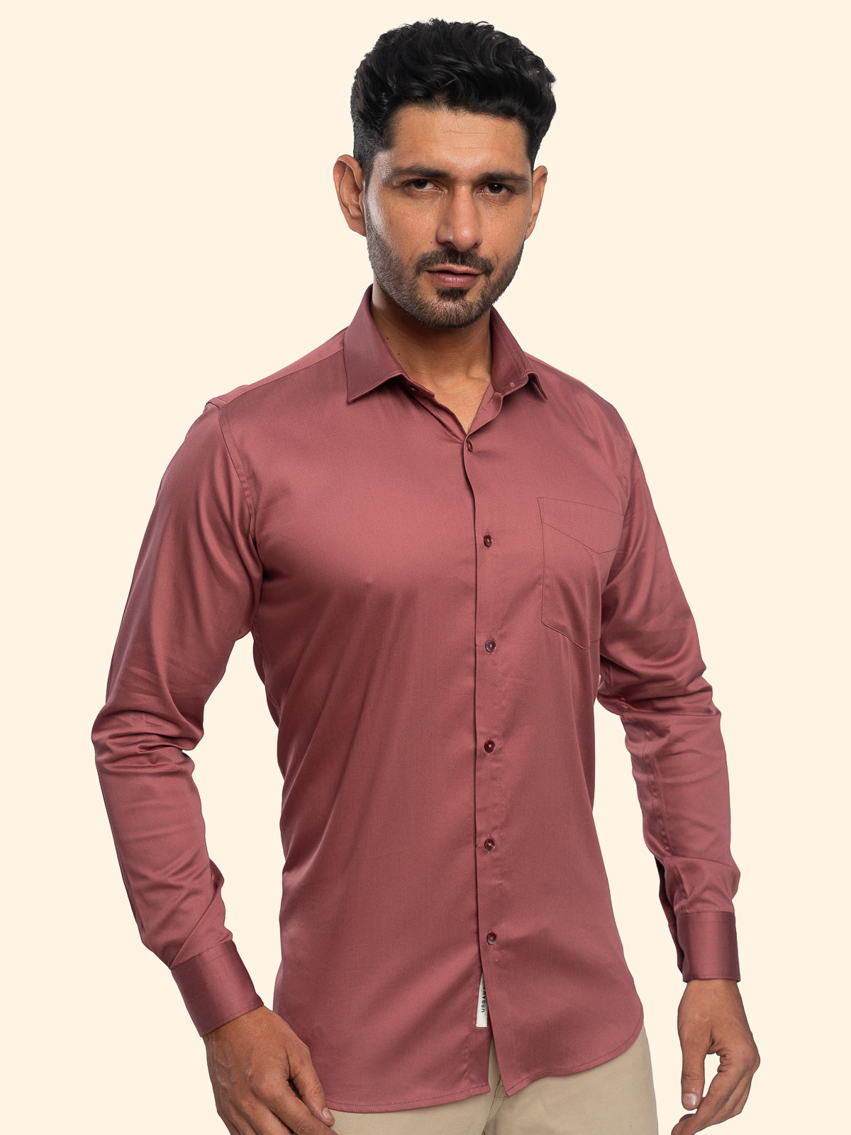 Muted Red Lycra Plain Shirt