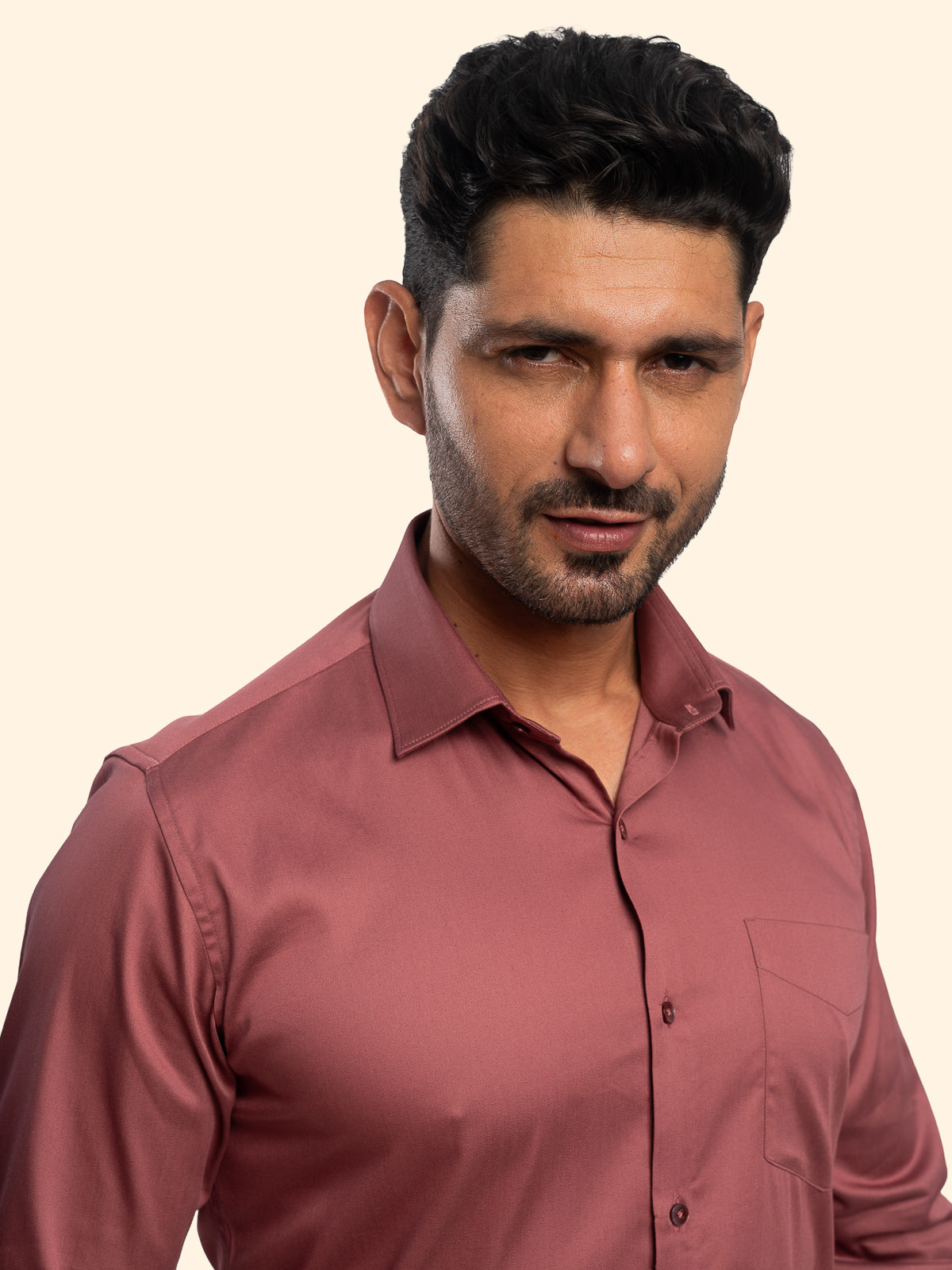 Muted Red Lycra Plain Shirt
