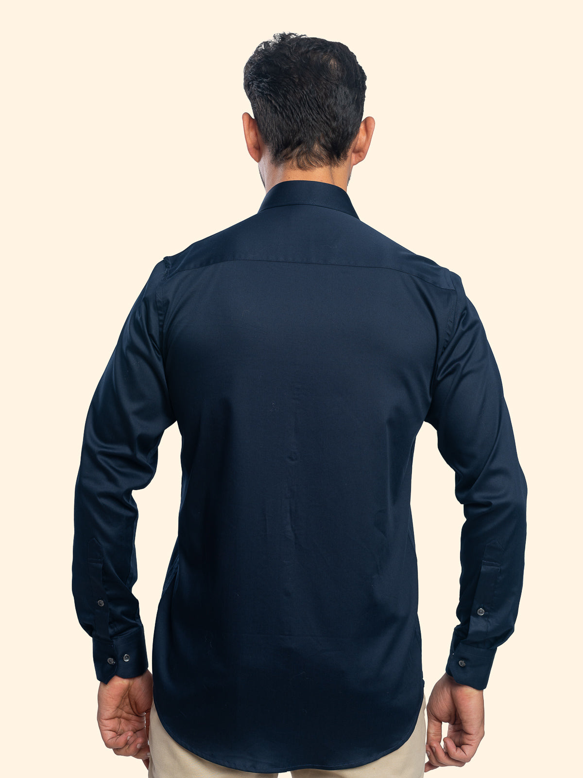 Navy Blue Lycra Plain Shirt