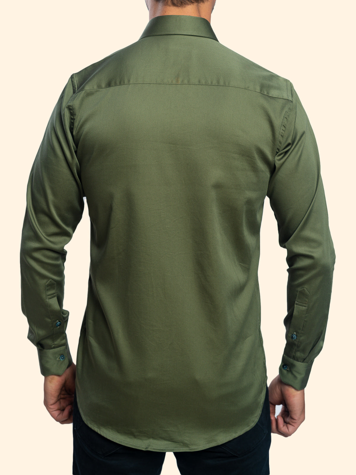 Olive Green Lycra Plain Shirt