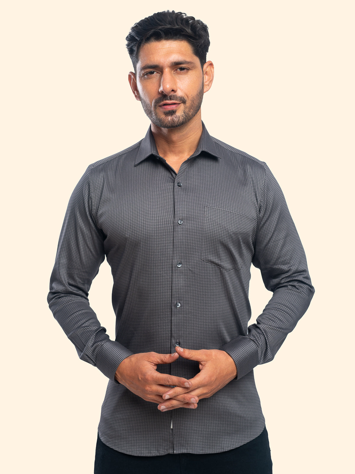 Oxford Grid Black Checked Shirt
