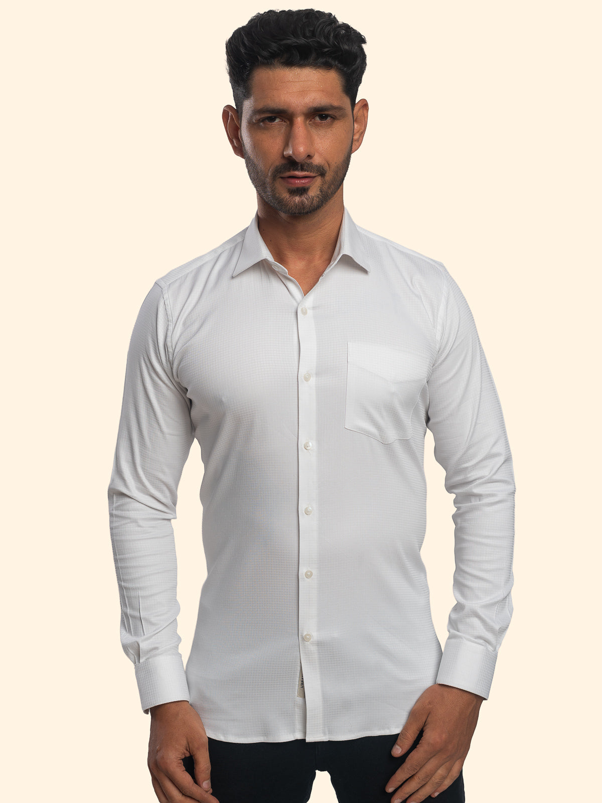 Oxford Grid White Checked Shirt