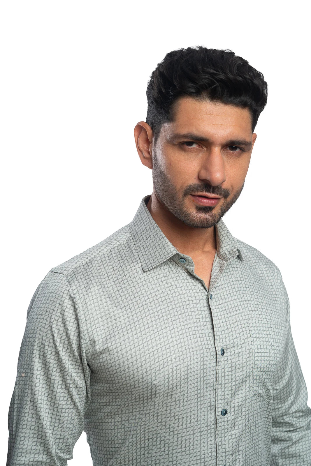 Patterned Shirt in Sage Green