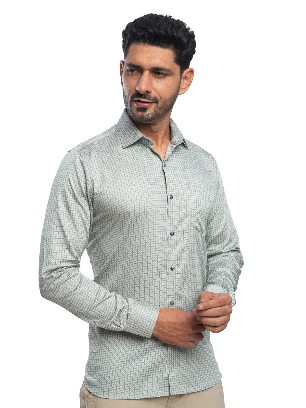 Patterned Shirt in Sage Green
