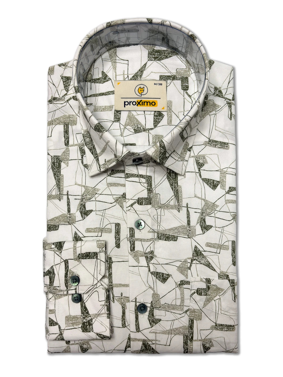 Abstract Print Shirt in Green & White