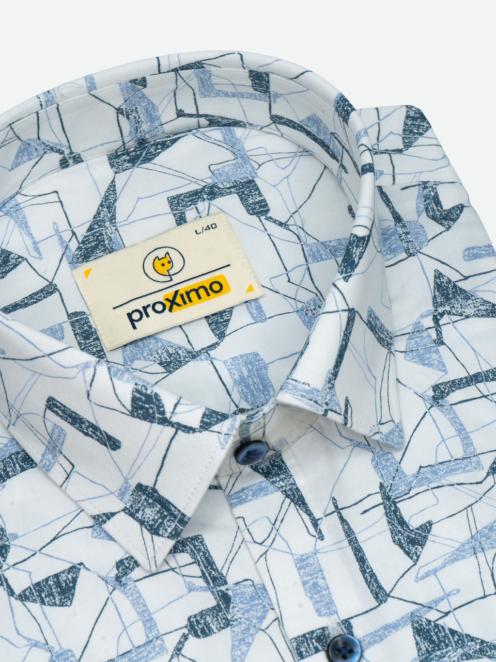 Abstract Print Shirt in Blue & White