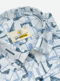 Abstract Print Shirt in Blue & White