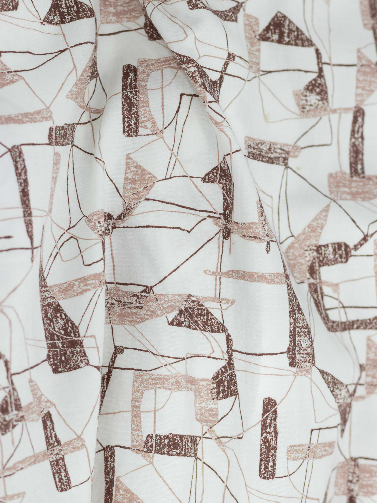 Abstract Print Shirt in White & Brown