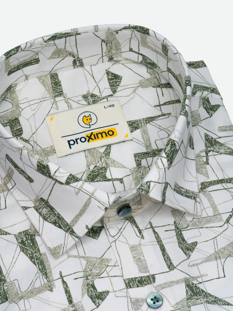 Olive Geo-Line Shirt