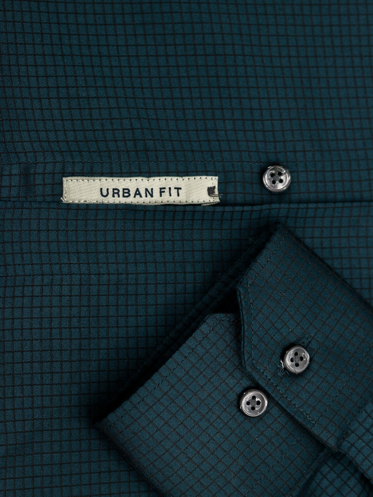 Grid Check Stretch Shirt in Ocean Blue