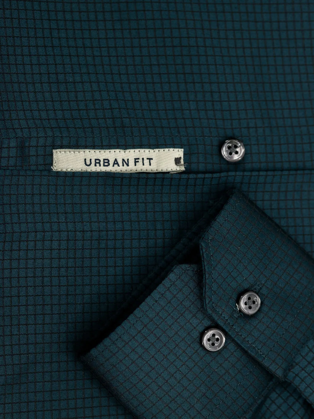 Dark Teal Mini Checks Stretch